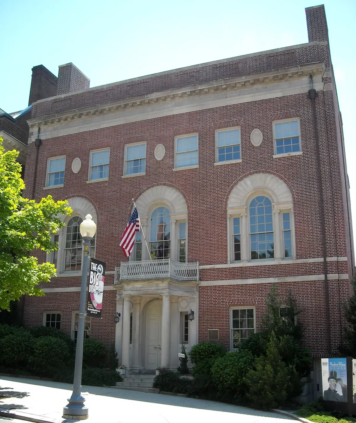 The Woodrow Wilson House on S Street NW with the U.S. flag over its entrance, in Sheridan-Kalorama, Washington, D.C.