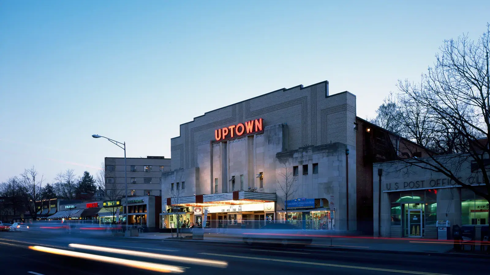 The art-deco facade and marquee of the Uptown Theater on Connecticut Avenue NW, Washington, D.C.