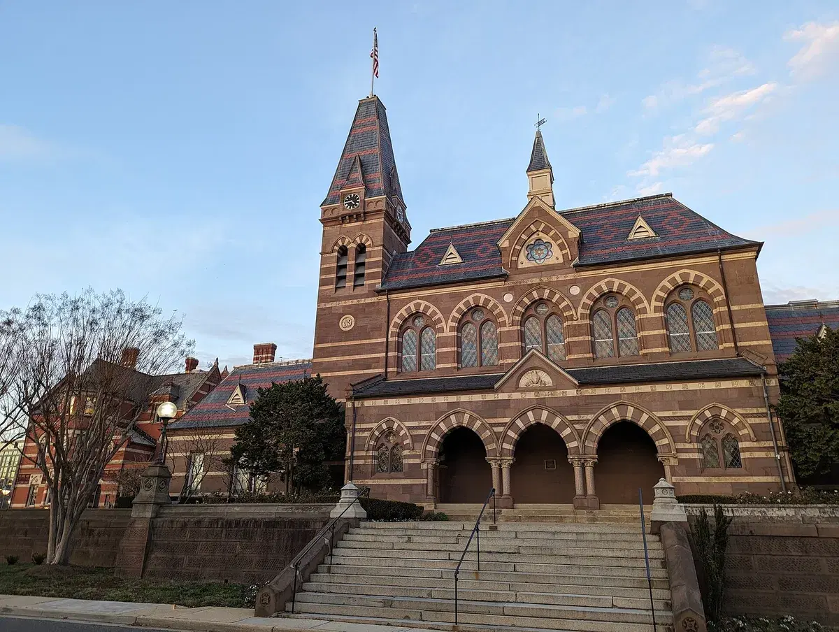 Chapel Hall at Gallaudet University, a striped brick and stone building with a clock tower